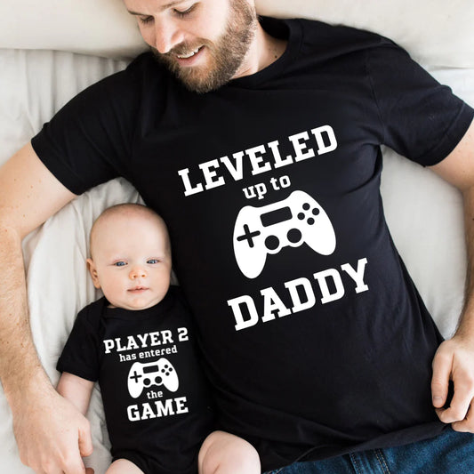 Leveled Up Daddy & Player 2 T-shirts