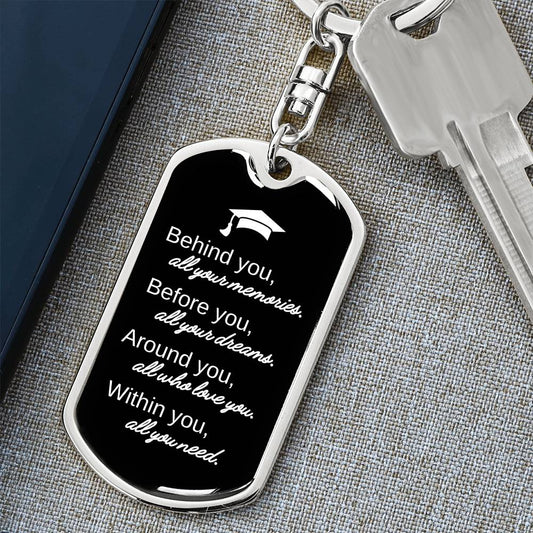 Graduation Dog Tag Keychain