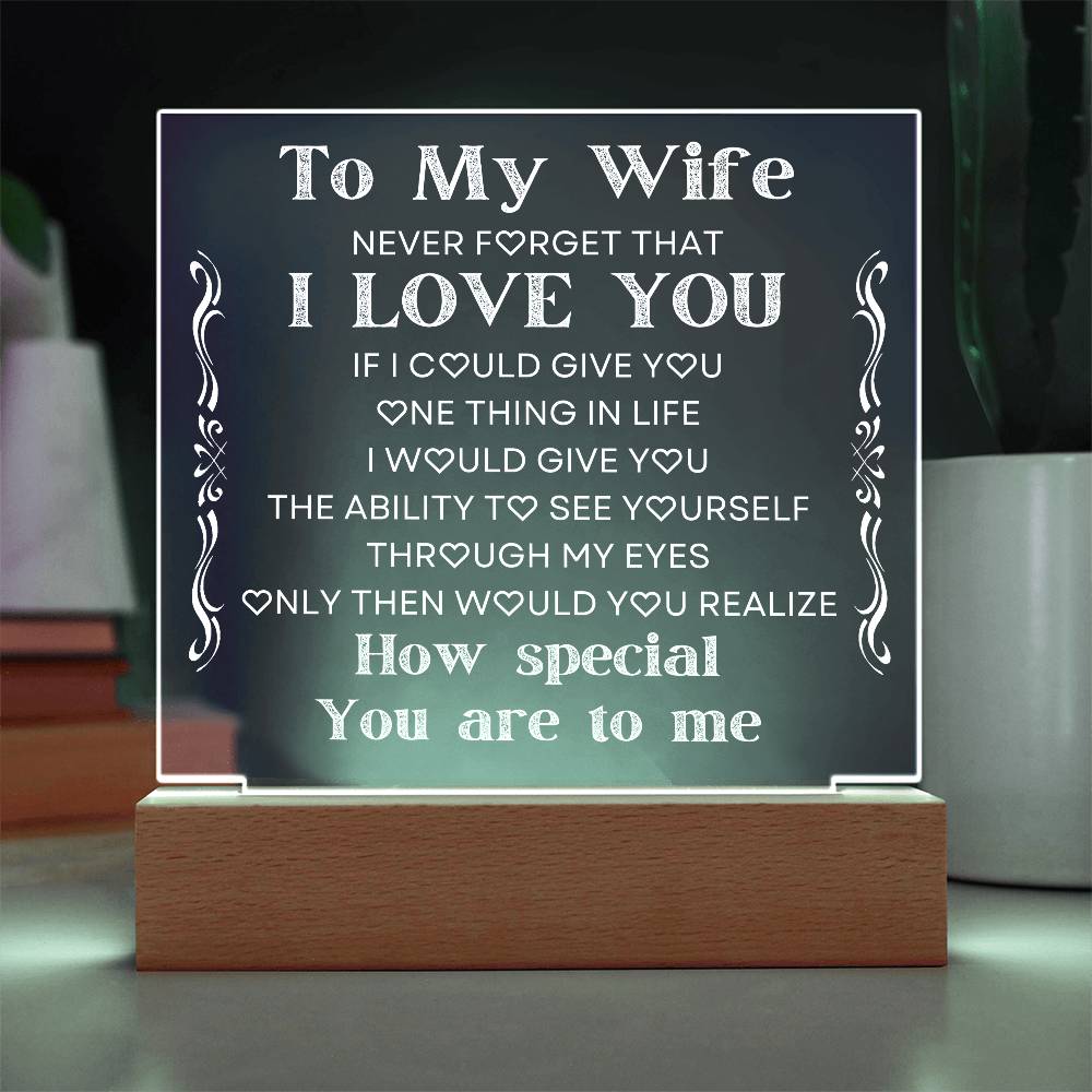 To My Wife | Never Forget | LED Acrylic Plaque